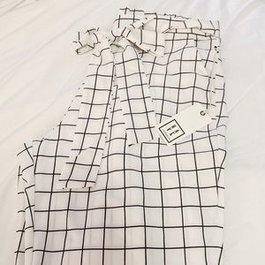 NWT High-Waisted Tie-Front Plaid Pants